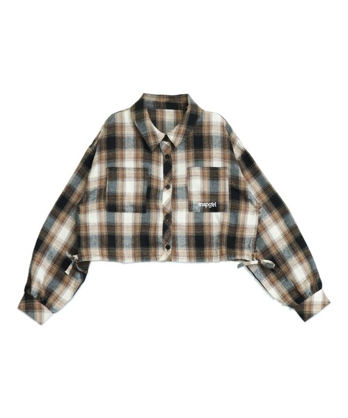 ANAP GｉRL（アナップガール）の「サイドシャーリングチェックシャツ（シャツ/ブラウス・キッズ・ブラウン/ブラック・M/S/XS）」の22枚目の写真