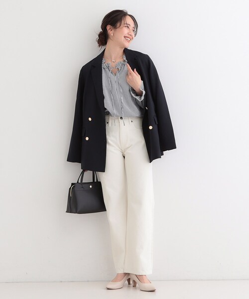 SHOO・LA・RUE（シューラルー）の「【SHOO・LA・RUE DENIM】程よいゆとりの ストレートデニムパンツ（デニムパンツ・レディース・ブルー/オフホワイト/ブラック/ネイビー・10/01/02/03/04）」の7枚目の写真