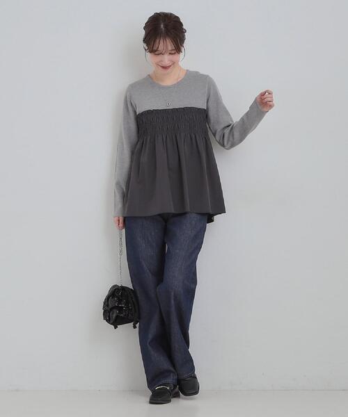 SHOO・LA・RUE（シューラルー）の「【SHOO・LA・RUE DENIM/SS-LL】程よい厚みの ストレートデニムパンツ（10.5オンス）（デニムパンツ・レディース・ブルー/オフホワイト/ブラック/ネイビー・10/01/02/03/04）」の6枚目の写真