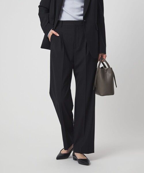 グリーンレーベル／ライトカチリラ パンツスーツ 洗える M ブラック 23SS size SHORT/TALLあり］カチリラ ストレート パンツ ウォッシャブル