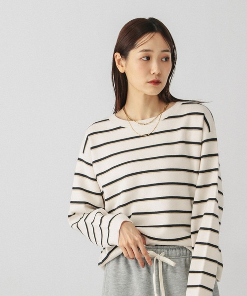 GLOBAL WORK（グローバルワーク）の「スウェットライクボーダープルオーバー/601626（ニット/セーター・レディース・グレー/アイボリー/ライトブルー・MEDIUM/LARGE）」の17枚目の写真