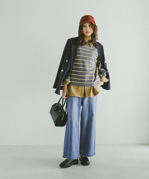 GLOBAL WORK（グローバルワーク）の「スウェットライクボーダープルオーバー/601626（ニット/セーター・レディース・グレー/アイボリー/ライトブルー・MEDIUM/LARGE）」の5枚目の写真