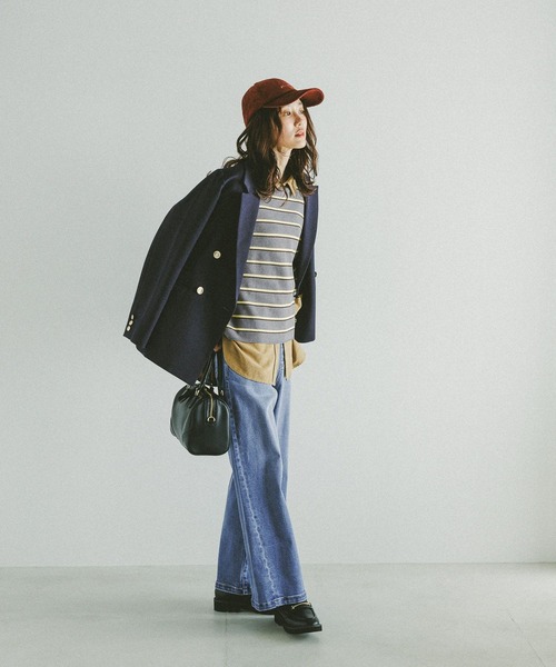 GLOBAL WORK（グローバルワーク）の「スウェットライクボーダープルオーバー/601626（ニット/セーター・レディース・グレー/アイボリー/ライトブルー・MEDIUM/LARGE）」の7枚目の写真