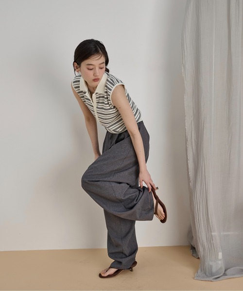 LOSCa(ロスカ)の「ウエストベルト付きカーブパンツ(スラックス・レディース・ウィート/チャコールグレー・S/M)」の21枚目の写真