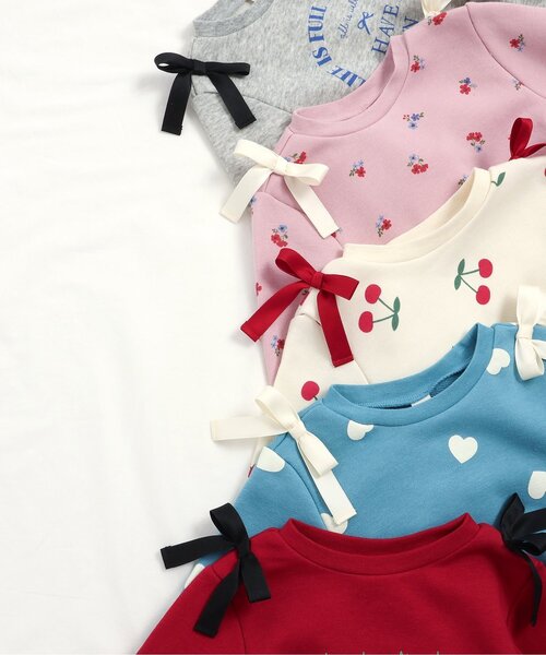 apres les cours（アプレレクール）の「【WEB限定】肩リボンペプラムトレーナー_ジュニア対応（スウェット・キッズ・ピンク/レッド/アイボリー/ブルー/グレー・90/130/140/80/110/100/120）」の7枚目の写真