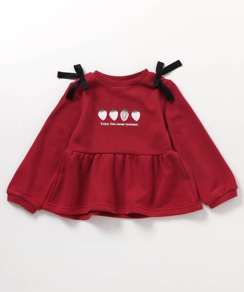 セール】【WEB限定】肩リボンペプラムトレーナー_ジュニア対応