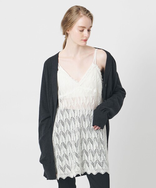 AEWEN MATOPH(イウエン マトフ)の「<AEWEN MATOPH>ニットレースキャミソールワンピース(ワンピース・レディース・ブラック/オフホワイト・FREE)」の2枚目の写真