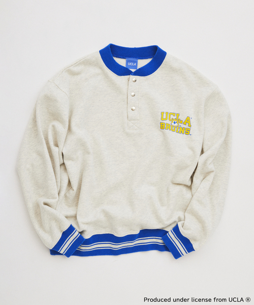UCLA（ユーシーエルエー）の「UCLA×relume ヴィンテージ加工スウェット/ハーフジップ・ヘンリー・クルー（スウェット・メンズ・チャコールグレー/ライトグレー/ブラック/ネイビー・MEDIUM/LARGE）」の4枚目の写真