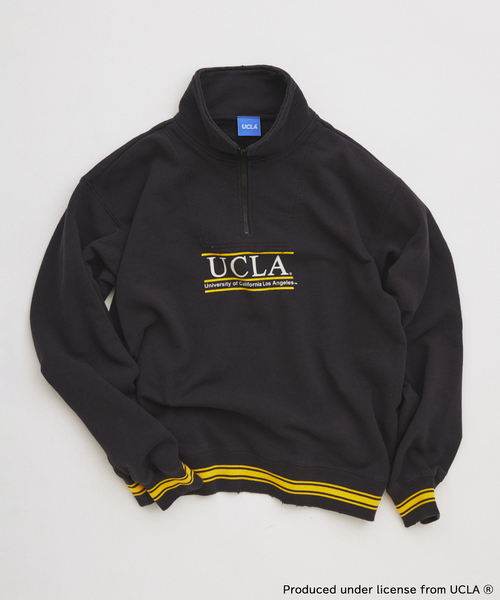 UCLA（ユーシーエルエー）の「UCLA×relume ヴィンテージ加工スウェット/ハーフジップ・ヘンリー・クルー（スウェット・メンズ・チャコールグレー/ライトグレー/ブラック/ネイビー・MEDIUM/LARGE）」の2枚目の写真