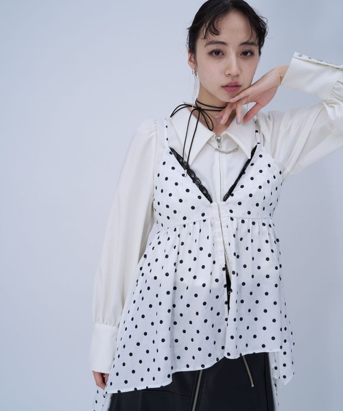 HARE(ハレ)の「2Pドットキャミソール/ショートシャツ(HARE)(シャツ/ブラウス・レディース・ブラック/ホワイト・FREE)」の8枚目の写真