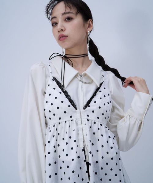 HARE(ハレ)の「2Pドットキャミソール/ショートシャツ(HARE)(シャツ/ブラウス・レディース・ブラック/ホワイト・FREE)」の9枚目の写真