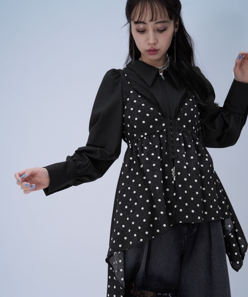 HARE(ハレ)の「2Pドットキャミソール/ショートシャツ(HARE)(シャツ/ブラウス・レディース・ブラック/ホワイト・FREE)」の13枚目の写真