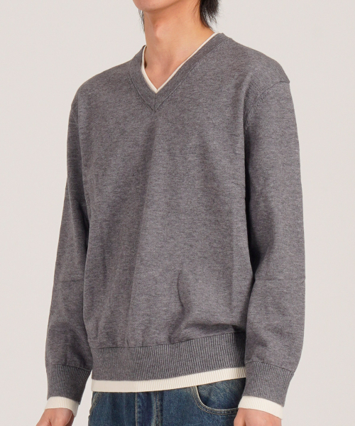 BUTTON SEOUL(ボタンソウル)の「ウールブレンドレイヤードVネックニット(グレー)(ニット/セーター・メンズ・その他・LARGE/X-LARGE/MEDIUM)」の3枚目の写真