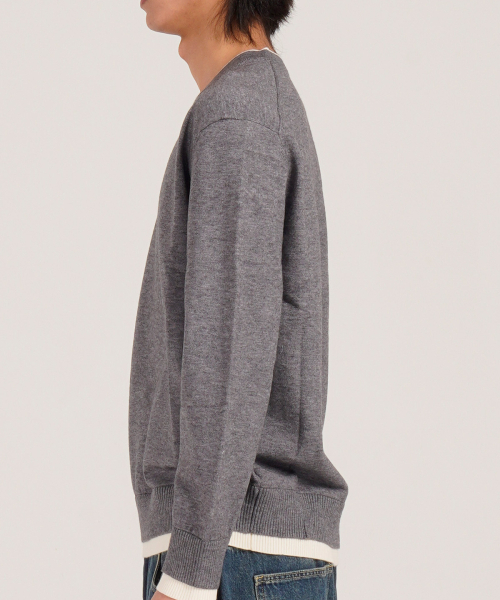 BUTTON SEOUL(ボタンソウル)の「ウールブレンドレイヤードVネックニット(グレー)(ニット/セーター・メンズ・その他・LARGE/X-LARGE/MEDIUM)」の4枚目の写真