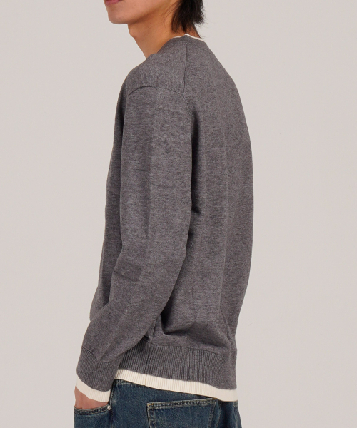 BUTTON SEOUL(ボタンソウル)の「ウールブレンドレイヤードVネックニット(グレー)(ニット/セーター・メンズ・その他・LARGE/X-LARGE/MEDIUM)」の6枚目の写真