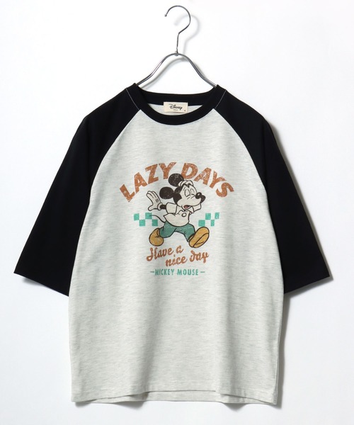 Disney（ディズニー）の「2026SS Disney/ディズニー ミッキー フロント/バックプリント ラグラン5分袖Tシャツ（Tシャツ/カットソー・レディース・ホワイト系その他/クリーム/アッシュグレー/オフホワイト・L/M）」の22枚目の写真