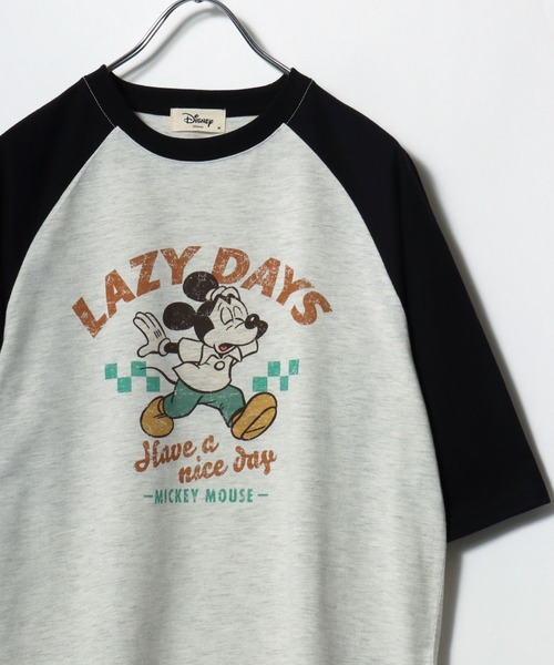 Disney（ディズニー）の「2026SS Disney/ディズニー ミッキー フロント/バックプリント ラグラン5分袖Tシャツ（Tシャツ/カットソー・レディース・ホワイト系その他/クリーム/アッシュグレー/オフホワイト・L/M）」の5枚目の写真
