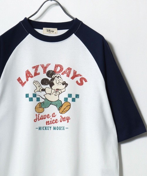 Disney（ディズニー）の「2026SS Disney/ディズニー ミッキー フロント/バックプリント ラグラン5分袖Tシャツ（Tシャツ/カットソー・レディース・ホワイト系その他/クリーム/アッシュグレー/オフホワイト・L/M）」の6枚目の写真