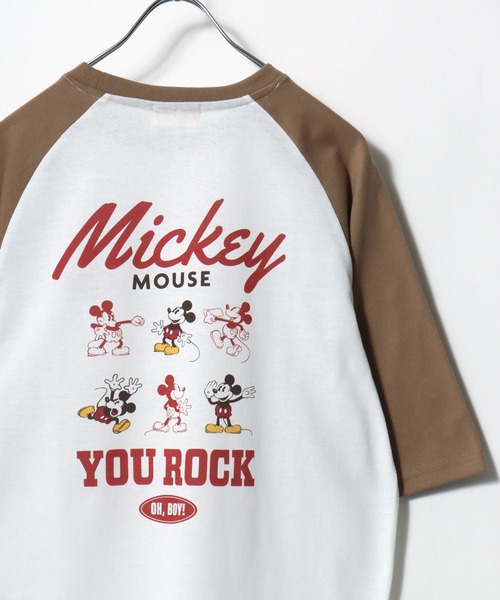Disney（ディズニー）の「2026SS Disney/ディズニー ミッキー フロント/バックプリント ラグラン5分袖Tシャツ（Tシャツ/カットソー・レディース・ホワイト系その他/クリーム/アッシュグレー/オフホワイト・L/M）」の7枚目の写真