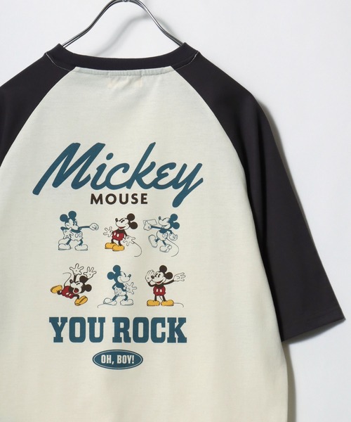 Disney（ディズニー）の「2026SS Disney/ディズニー ミッキー フロント/バックプリント ラグラン5分袖Tシャツ（Tシャツ/カットソー・レディース・ホワイト系その他/クリーム/アッシュグレー/オフホワイト・L/M）」の8枚目の写真