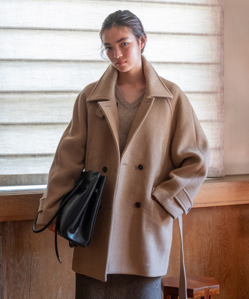 TTUDEMENT(トュードメント)の「BELTED HIGHNECK WOOL COAT CAMEL(チェスターコート・レディース・その他・S/M)」の1枚目の写真