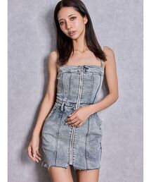 GYDA（ジェイダ）の「Symmetry GYDAフロントZIPスカートライクデニムタイトミニワンピース（ワンピース）」