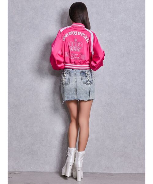 GYDA(ジェイダ)の「Symmetry GYDAフロントZIPスカートライクデニムタイトミニワンピース(ワンピース・レディース・ライトブルー/ブラック/ブルー・MEDIUM/SMALL)」の9枚目の写真
