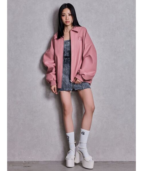 GYDA(ジェイダ)の「Symmetry GYDAフロントZIPスカートライクデニムタイトミニワンピース(ワンピース・レディース・ライトブルー/ブラック/ブルー・MEDIUM/SMALL)」の14枚目の写真