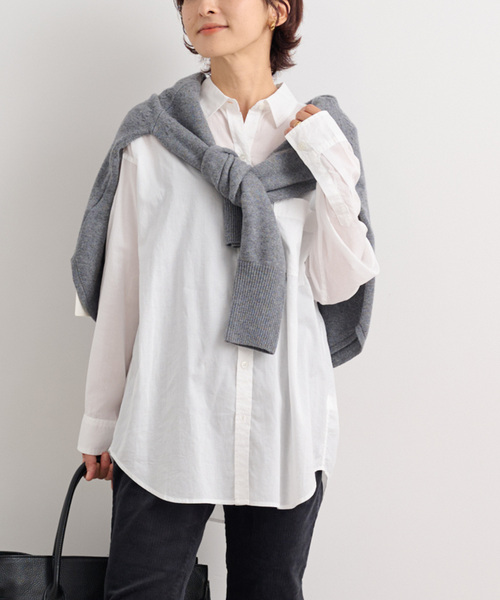 JOURNAL STANDARD relume（ジャーナルスタンダード　レリューム）の「《追加4》バイオウォッシュオーバーサイズシャツ（シャツ/ブラウス・レディース・ホワイト/ブルー系その他・FREE）」の6枚目の写真