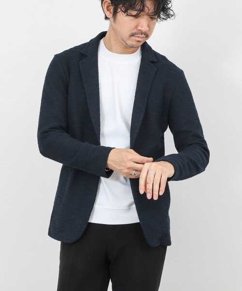 Stutostein Nolley's（シュテットシュタインノーリーズ）の「《ビジカジ対応》ツィードジャージー ジャケット型カーディガン 26SS（カーディガン/ボレロ・メンズ・ネイビー/グレー/ベージュ・M/S/XL/L）」の22枚目の写真