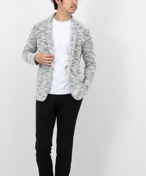 Stutostein Nolley's（シュテットシュタインノーリーズ）の「《ビジカジ対応》ツィードジャージー ジャケット型カーディガン 26SS（カーディガン/ボレロ・メンズ・ネイビー/グレー/ベージュ・M/S/XL/L）」の7枚目の写真