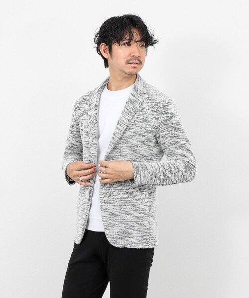 Stutostein Nolley's（シュテットシュタインノーリーズ）の「《ビジカジ対応》ツィードジャージー ジャケット型カーディガン 26SS（カーディガン/ボレロ・メンズ・ネイビー/グレー/ベージュ・M/S/XL/L）」の8枚目の写真