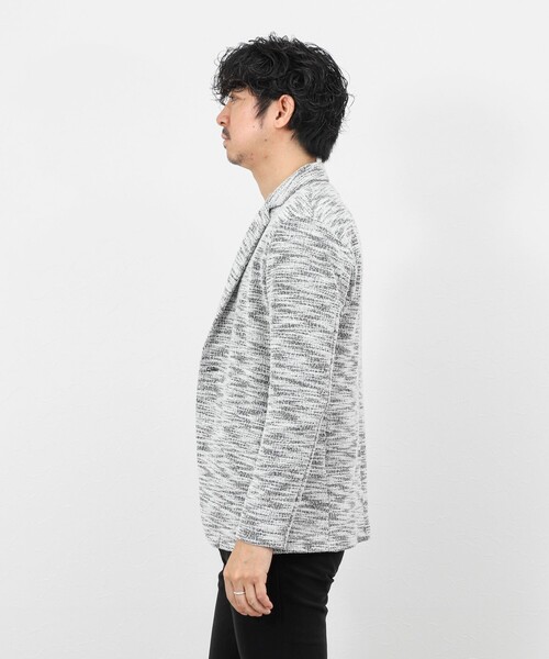 Stutostein Nolley's（シュテットシュタインノーリーズ）の「《ビジカジ対応》ツィードジャージー ジャケット型カーディガン 26SS（カーディガン/ボレロ・メンズ・ネイビー/グレー/ベージュ・M/S/XL/L）」の9枚目の写真