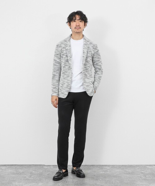 Stutostein Nolley's（シュテットシュタインノーリーズ）の「《ビジカジ対応》ツィードジャージー ジャケット型カーディガン 26SS（カーディガン/ボレロ・メンズ・ネイビー/グレー/ベージュ・M/S/XL/L）」の12枚目の写真