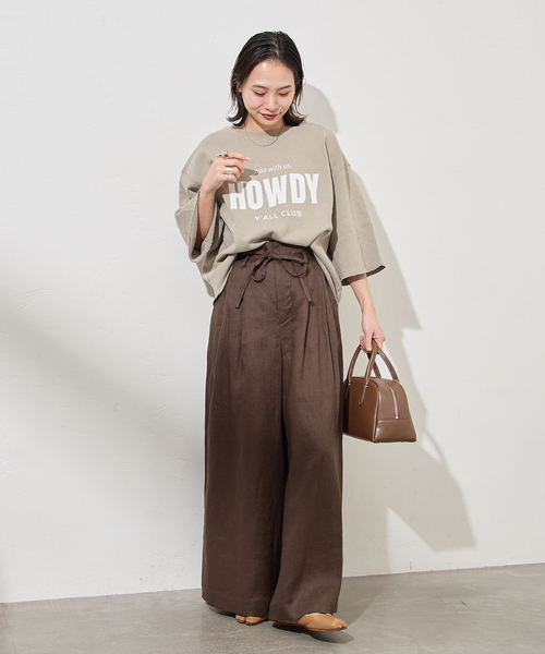 JOURNAL STANDARD（ジャーナルスタンダード）の「ゼフィールリネンベルテッドギャザーパンツ（その他パンツ・レディース・ブラウン系その他/ブラック×ブラック・36/38）」の11枚目の写真