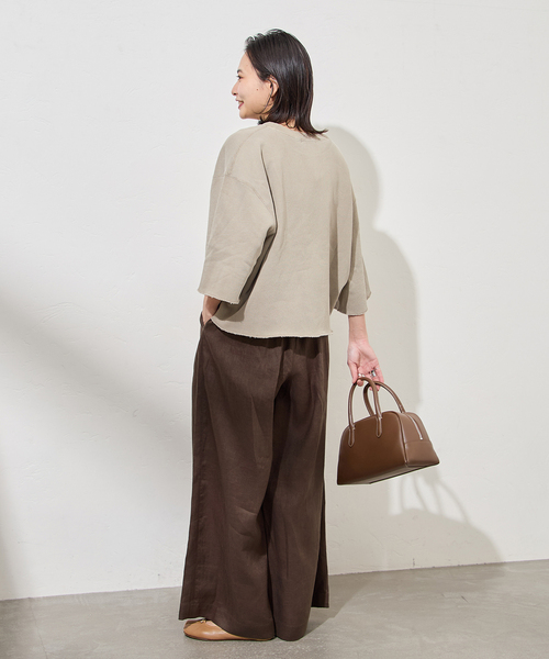 JOURNAL STANDARD（ジャーナルスタンダード）の「ゼフィールリネンベルテッドギャザーパンツ（その他パンツ・レディース・ブラウン系その他/ブラック×ブラック・36/38）」の12枚目の写真