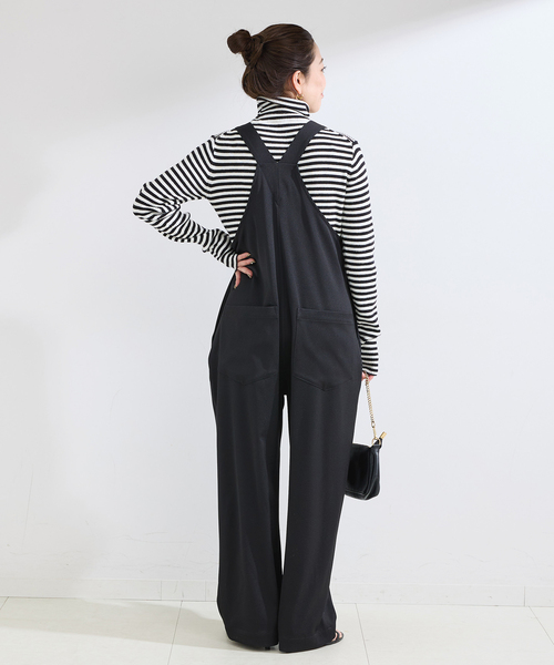 B.C STOCK(ベーセーストック)の「手洗い可 / サテンサロペット(サロペット/オーバーオール・レディース・ベージュ/ブラック・FREE)」の5枚目の写真