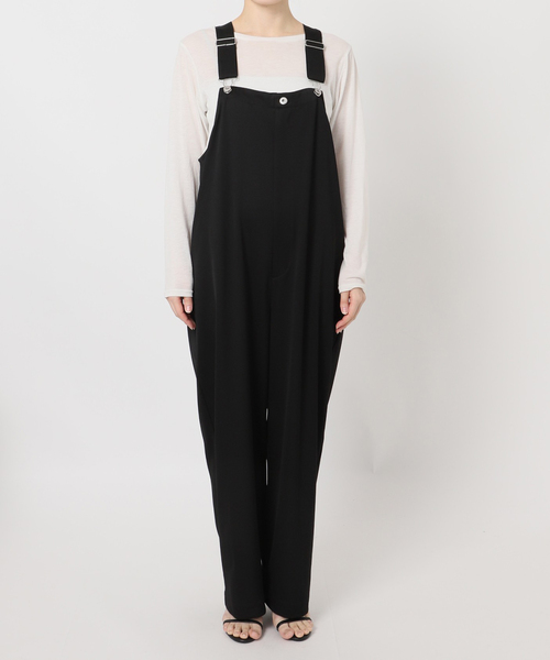 B.C STOCK(ベーセーストック)の「手洗い可 / サテンサロペット(サロペット/オーバーオール・レディース・ベージュ/ブラック・FREE)」の12枚目の写真
