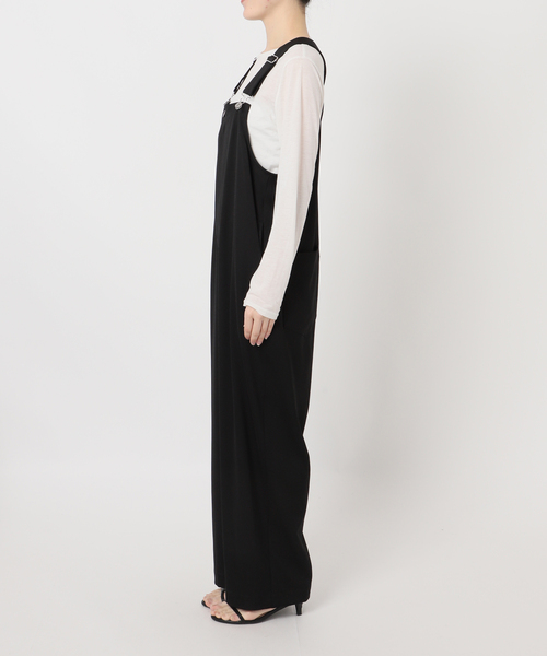 B.C STOCK(ベーセーストック)の「手洗い可 / サテンサロペット(サロペット/オーバーオール・レディース・ベージュ/ブラック・FREE)」の13枚目の写真