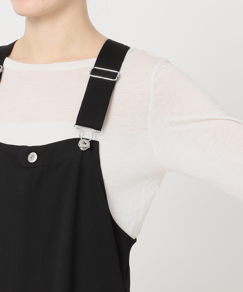 B.C STOCK(ベーセーストック)の「手洗い可 / サテンサロペット(サロペット/オーバーオール・レディース・ベージュ/ブラック・FREE)」の16枚目の写真