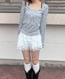 Jelly moo（ジェリームー）の「【 Jelly moo / ジェリームー 】 レースティアード レイヤーショートパンツ / インナーパンツ（その他パンツ）」