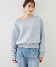 2WAYボートネック花柄ふくれジャガードプルオーバー