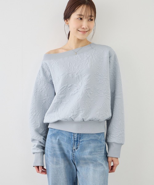 ROPE' PICNIC（ロペピクニック）の「2WAYボートネック花柄ふくれジャガードプルオーバー（スウェット・レディース・サックスブルー/ネイビー/ホワイト・FREE）」の3枚目の写真