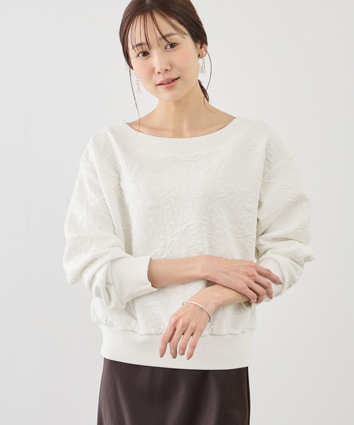 ROPE' PICNIC（ロペピクニック）の「2WAYボートネック花柄ふくれジャガードプルオーバー（スウェット・レディース・サックスブルー/ネイビー/ホワイト・FREE）」の6枚目の写真