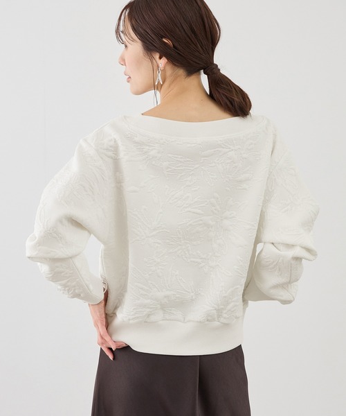 ROPE' PICNIC（ロペピクニック）の「2WAYボートネック花柄ふくれジャガードプルオーバー（スウェット・レディース・サックスブルー/ネイビー/ホワイト・FREE）」の8枚目の写真