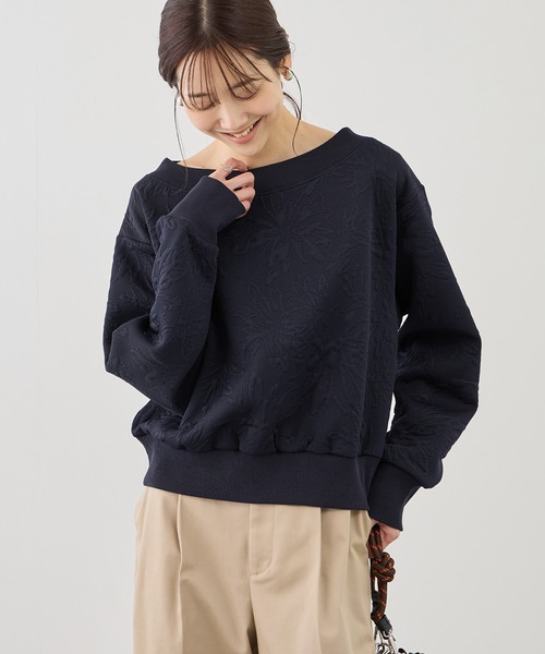 ROPE' PICNIC（ロペピクニック）の「2WAYボートネック花柄ふくれジャガードプルオーバー（スウェット・レディース・サックスブルー/ネイビー/ホワイト・FREE）」の16枚目の写真