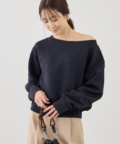 ROPE' PICNIC（ロペピクニック）の「2WAYボートネック花柄ふくれジャガードプルオーバー（スウェット・レディース・サックスブルー/ネイビー/ホワイト・FREE）」の18枚目の写真