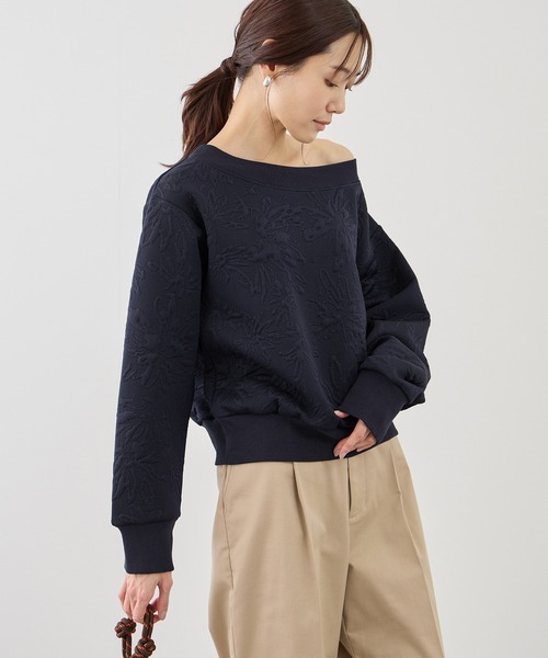 ROPE' PICNIC（ロペピクニック）の「2WAYボートネック花柄ふくれジャガードプルオーバー（スウェット・レディース・サックスブルー/ネイビー/ホワイト・FREE）」の19枚目の写真