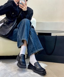 shoes365 | スクエアトゥ 厚底ローファー(ローファー)