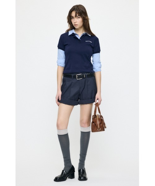 MOUSSY（マウジー）の「【26年SS新作】SHIRT SLEEVE STRIPED POLO Tシャツ（ポロシャツ・レディース・杢グレー/ブルー系その他/ネイビー・FREE）」の10枚目の写真